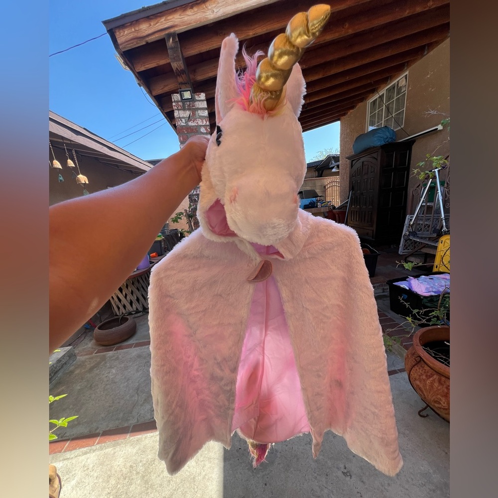 Magical Pink and Gold Unicorn Costume Cape for Kids